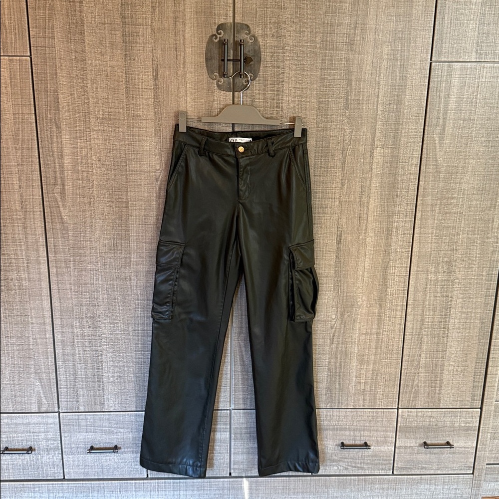 Zara Faux Leather‎ Cargo Pants